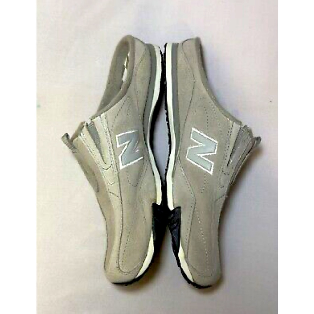 New Balance Women Gray White Leather 442 Slides Slip-On Loafers Shoe Size 6